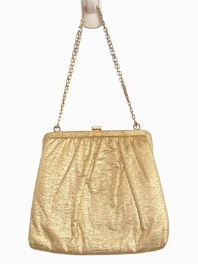 Vintage Harry Levine Gold Lamé Evening Bag MCM Pinup Party